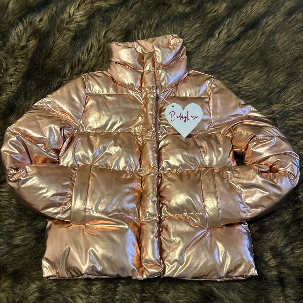 Buddy Love Addison Rose Gold Metallic Puffer Jacket